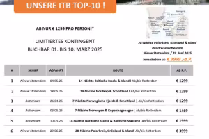 Holland America Line Launches TOP TEN Promotion and Extends HAVE IT ALL Offer for ITB Berlin 2025