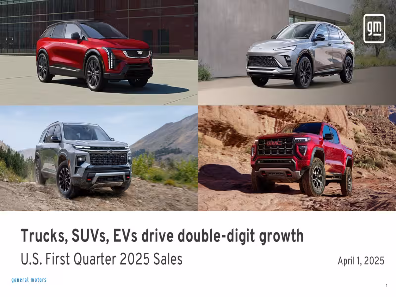 GM Drives into 2025 with 17% Q1 Sales Surge, Powered by Trucks, SUVs, and EVs
