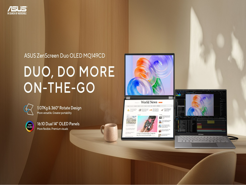 ASUS ZenScreen Duo OLED MQ149CD Redefines Portable Productivity