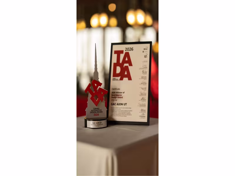 GAC's AION UT Wins Top Design Prize at Turin's TADA Awards 2026
