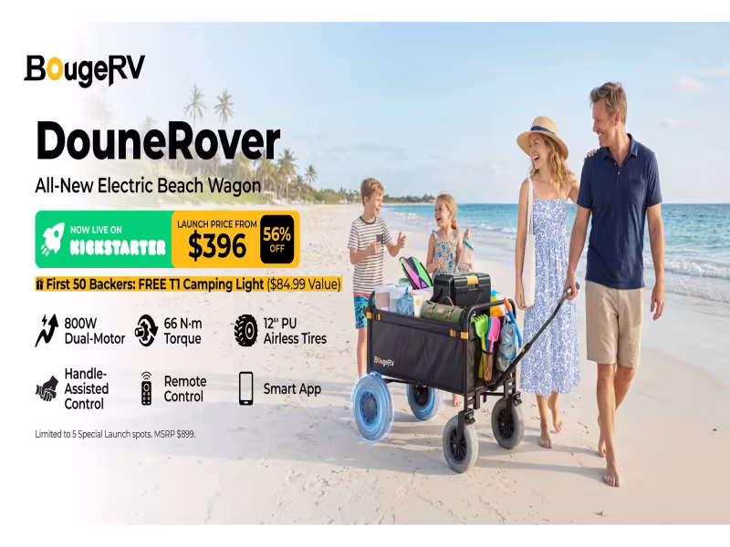 BougeRV's DuneRover Electric Beach Wagon Hits Kickstarter With 56% Off Deal