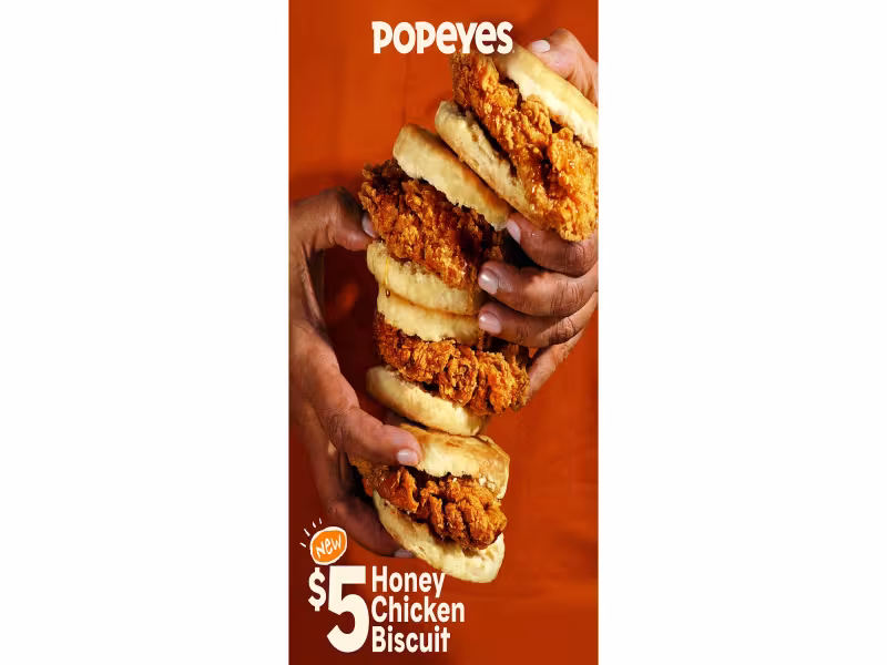Popeyes Debuts $5 Honey Chicken Biscuit Sandwich Nationwide