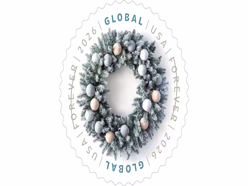 USPS Unveils Winter Wreath Global Forever Stamp for International Mail