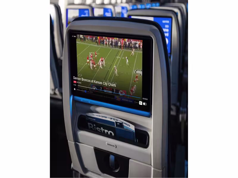 United Airlines Adds Live NFL and College Football to Seatback Screens