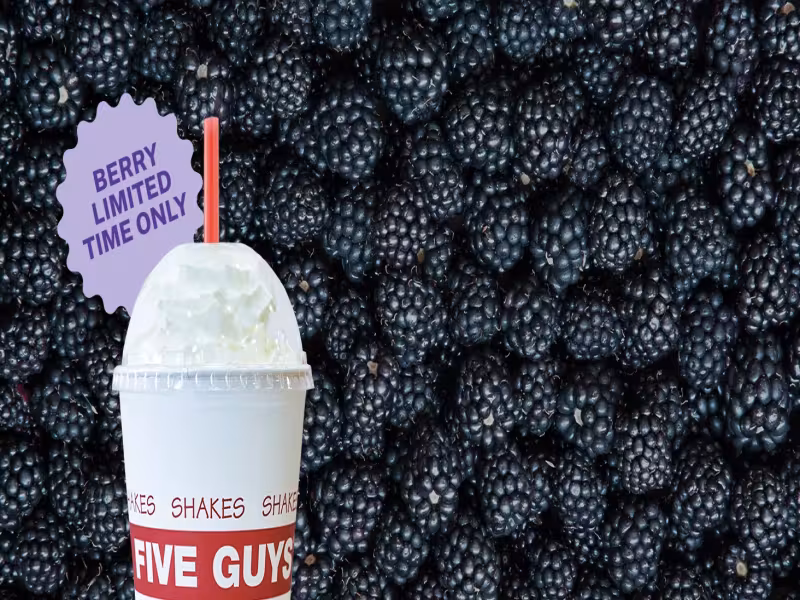 Five Guys Adds a Blackberry Shake and a Free Tumbler