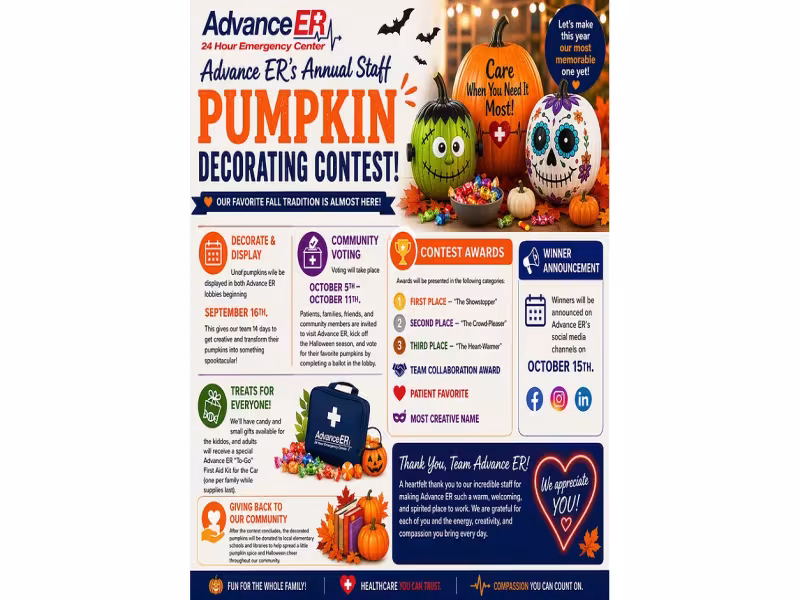 Dallas ER Invites Public to Vote on Staff Pumpkin Contest Oct. 5-11
