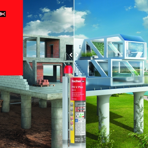 Strong and sustainable construction helpers  fischer universal mortar marketing campaign