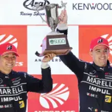 SHERIDAN, WYOMING – October 11, 2024 – Four Nissan Z NISMO GT500s competed in sixth round of the 2024 Super GT series, a 300km race at Sportsland Sugo, on September 22.    Starting from fifth on the grid, and against a backdrop of intermittent rain, the #12 Marelli Impul Z (Kazuki Hiramine/Bertrand Baguette), fought valiantly to secure third place on the podium. The #3 Niterra Motul Z (Mitsunori Takaboshi/Atsushi Miyake) finished in sixth place.  