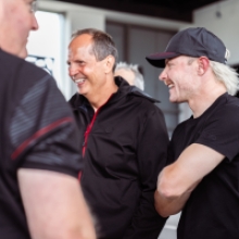 The 33 Stradale on the test bench with F1 Driver Valtteri Bottas