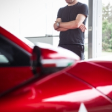 The 33 Stradale on the test bench with F1 Driver Valtteri Bottas