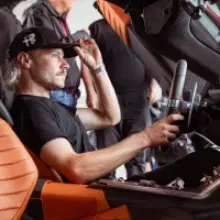 The 33 Stradale on the test bench with F1 Driver Valtteri Bottas