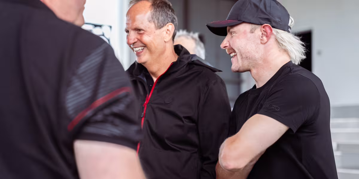 The 33 Stradale on the test bench with F1 Driver Valtteri Bottas